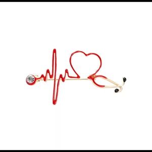 Red Medical brooch